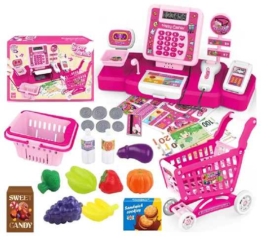 Caja Registradora Infantil Carrito + Canasta + Accesorios