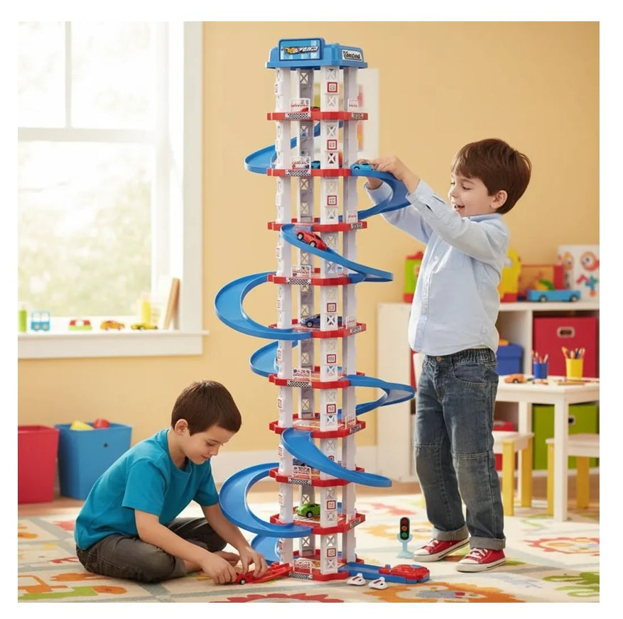Pista Infantil 10 Niveles 92 Cm De Alta Turbo 2 Carros