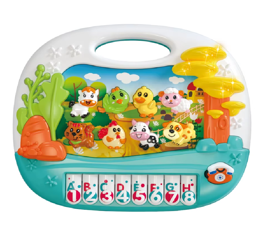 Piano Infantil Sonidos Forma De Granja Luces + Sonidos