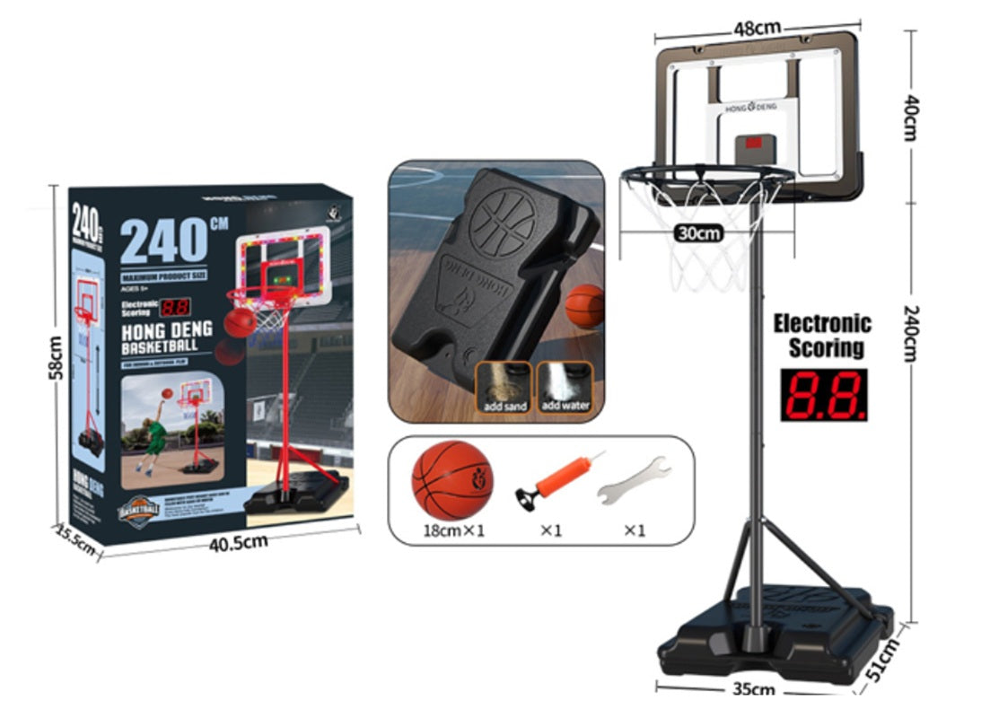 Cancha De Baloncesto 240 Cm Alto +balon +malla + Contador