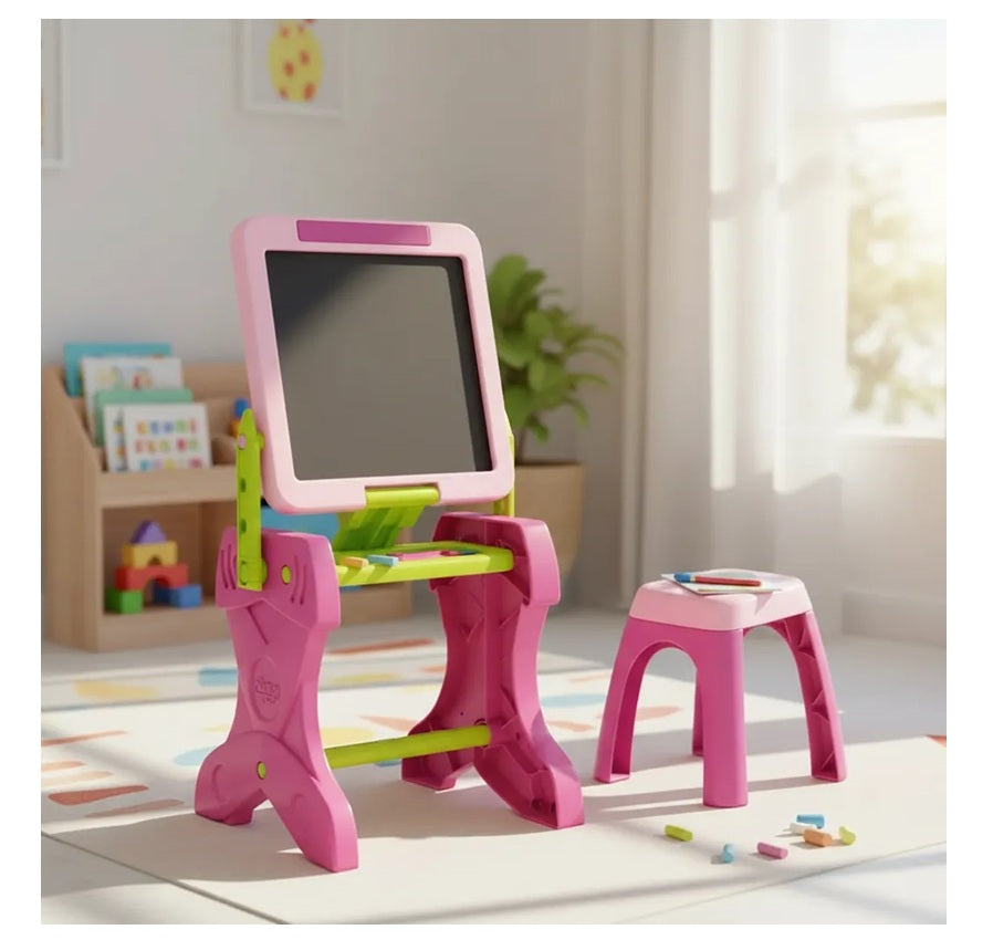 Atril Tablero Infantil Borrable Con Silla + 20 Accesorios