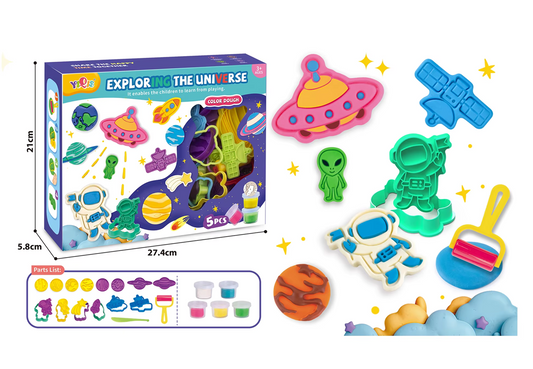 Set Infantil De Plastilina Espacio Astronautas + Moldes