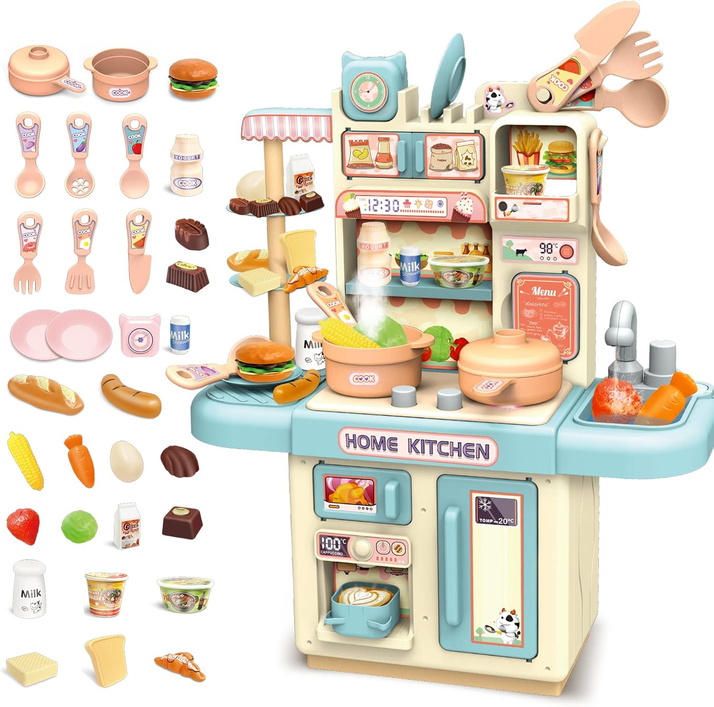 Cocina Infantil Función De Agua + Luz + Sonido + Vapor 35 Cm