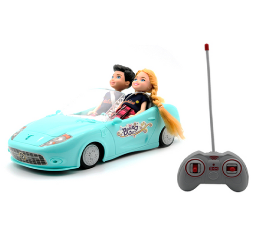Carro A Control Remoto Para Niña + 2 Muñecos R/c 1:18