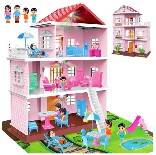 Casa De Muñecas Infantil Villa Rosada