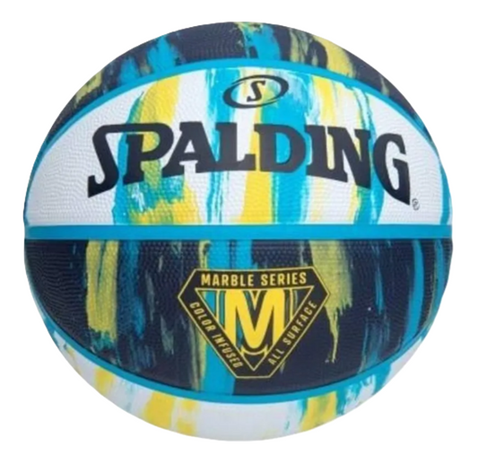 Balón Baloncesto Spalding Marble Series #7 Negro Blanco azul