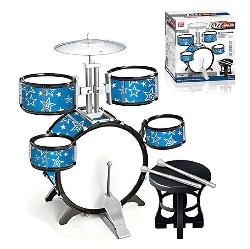 Batería Infantil Jazz Drum 5 Tambores Con Platillo + Silla