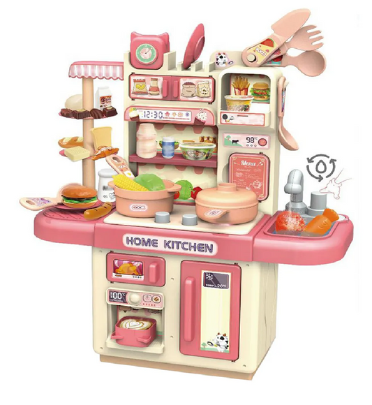 Cocina Infantil Agua + Luz + Sonido + Vapor 35 Cm Rosa