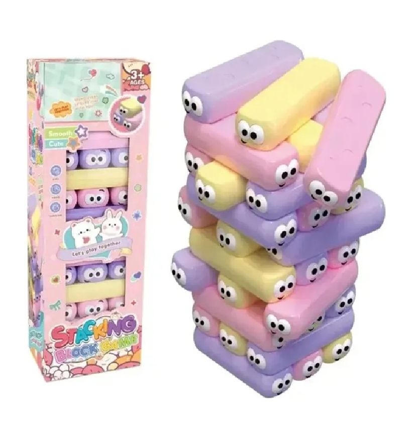 Juego De Apilables Torre Jenga Caritas Dado Infantil Adultos