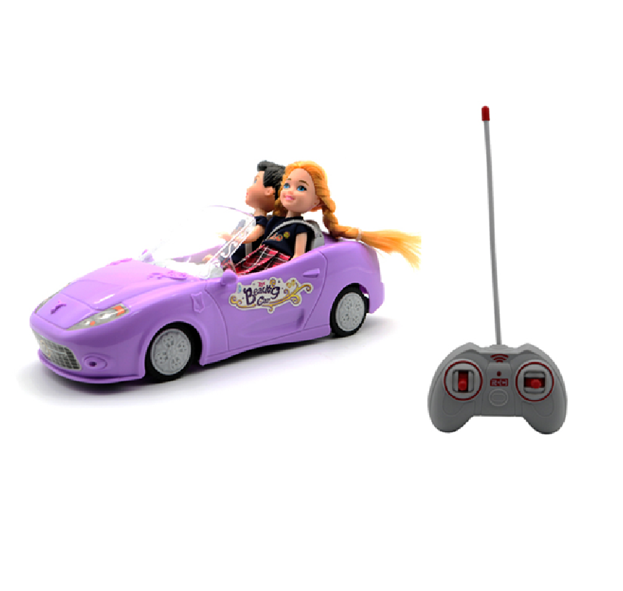 Carro A Control Remoto Para Niña + 2 Muñecos R/c 1:18