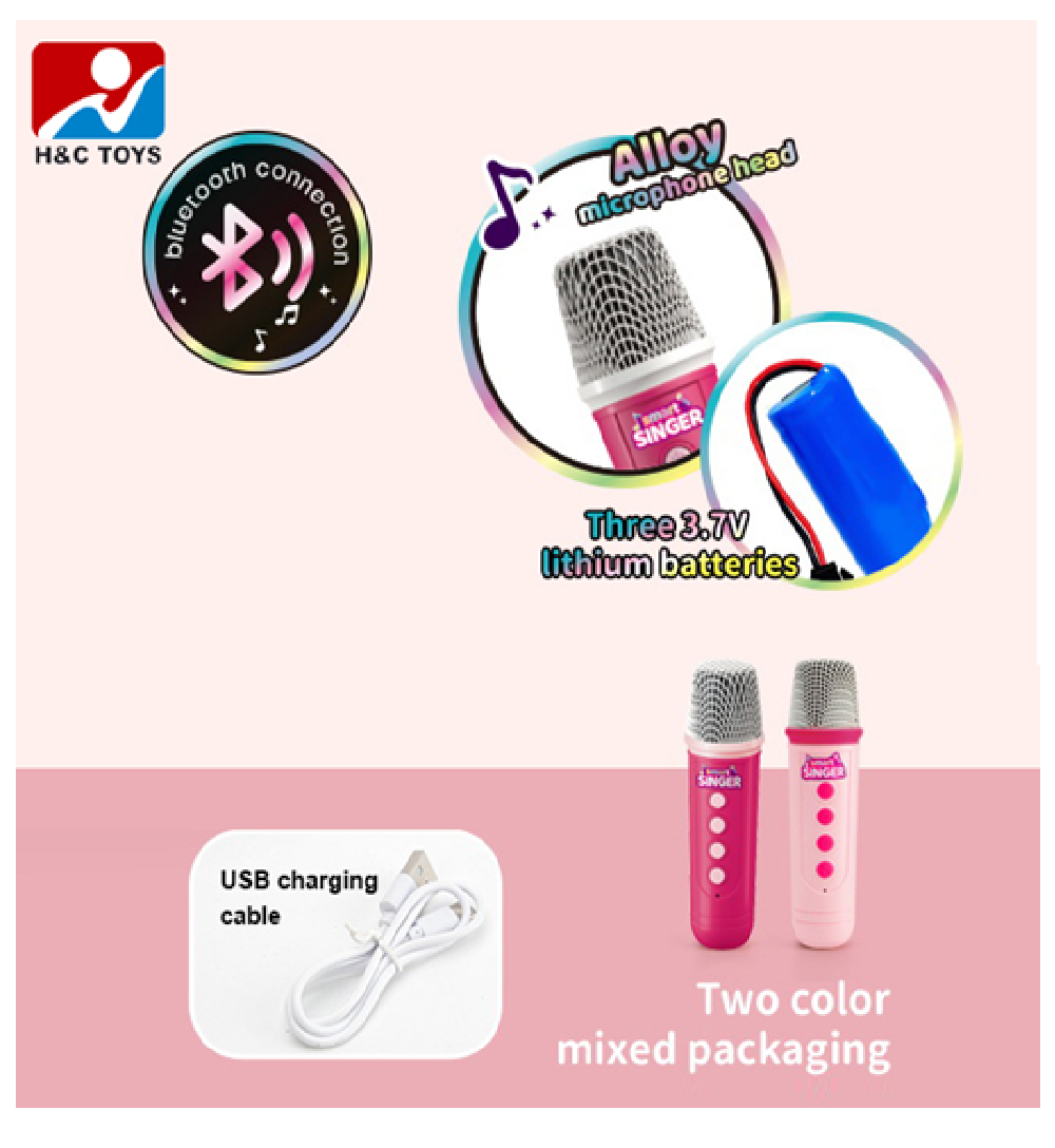 Karaoke Infantil Recargable Bluetooth Inalámbrico 2 Micros