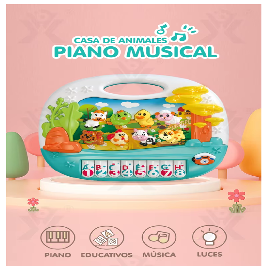 Piano Infantil Sonidos Forma De Granja Luces + Sonidos