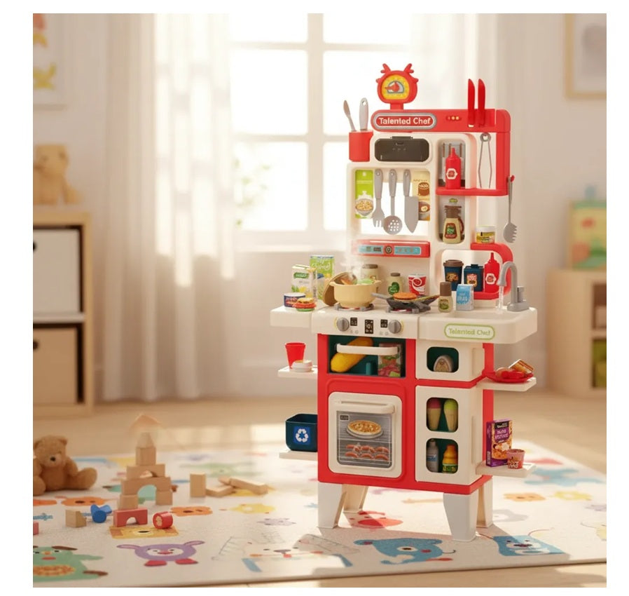 Cocina Infantil 101 Cm 104 Pcs Luces +sonidos +agua +vapor