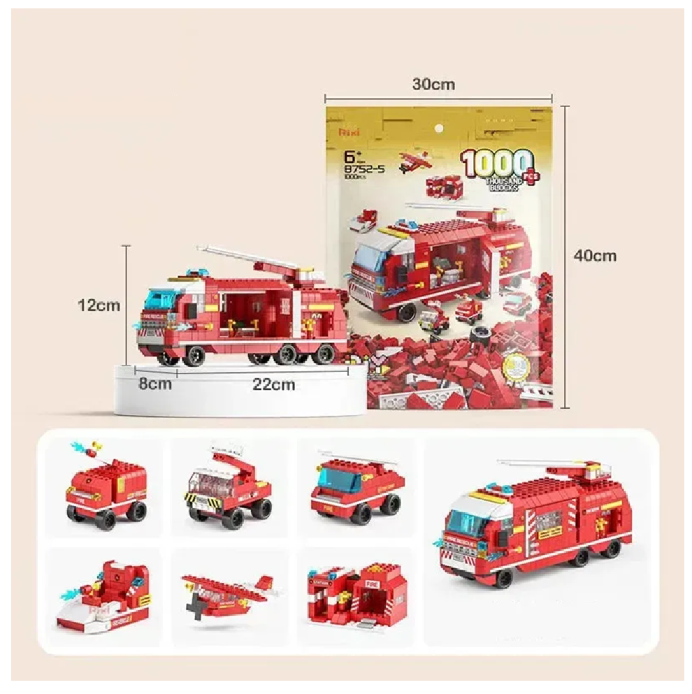 Arma Todo 1000 Pcs Bloques Para Armar Carro De Bomberos