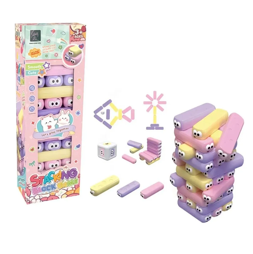 Juego De Apilables Torre Jenga Caritas Dado Infantil Adultos