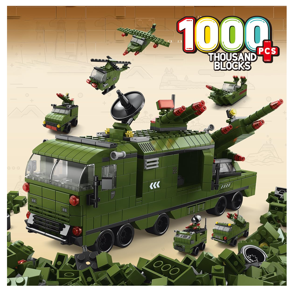 Arma Todo Bloques Para Armar 1000 Pcs Camión Ejercito