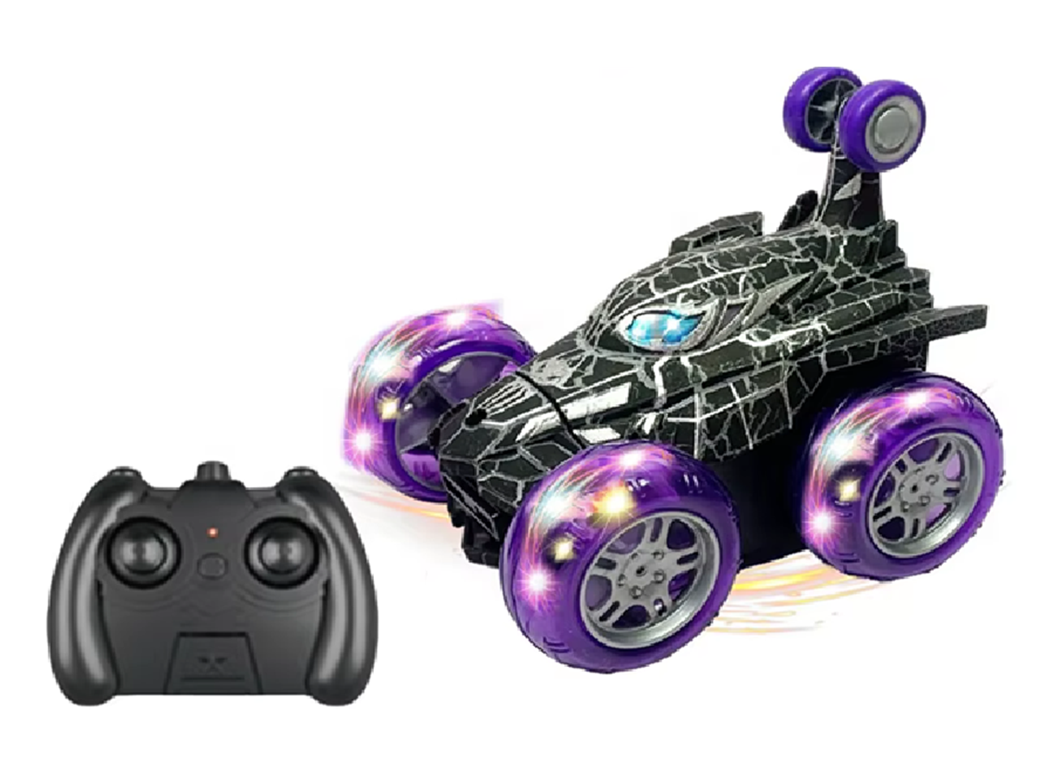 Carro Loco Infantil 360° Hombre Araña Negro Llantas Con Luz