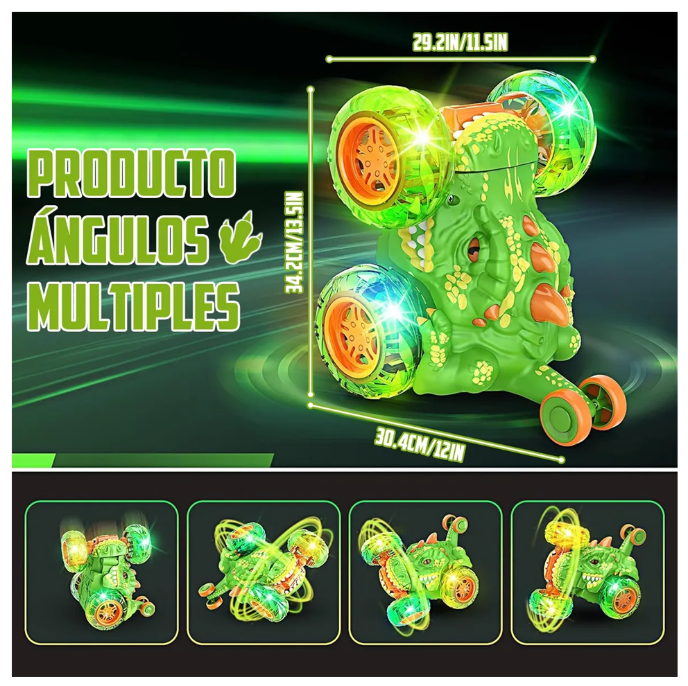 Carro Loco A Control Remoto Dinosaurio Giros 360°