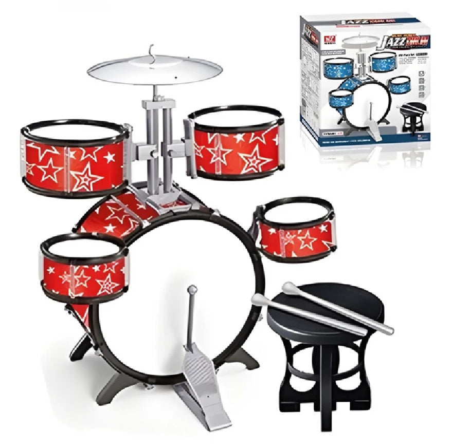 Batería Infantil Jazz Drum 5 Tambores Con Platillo + Silla