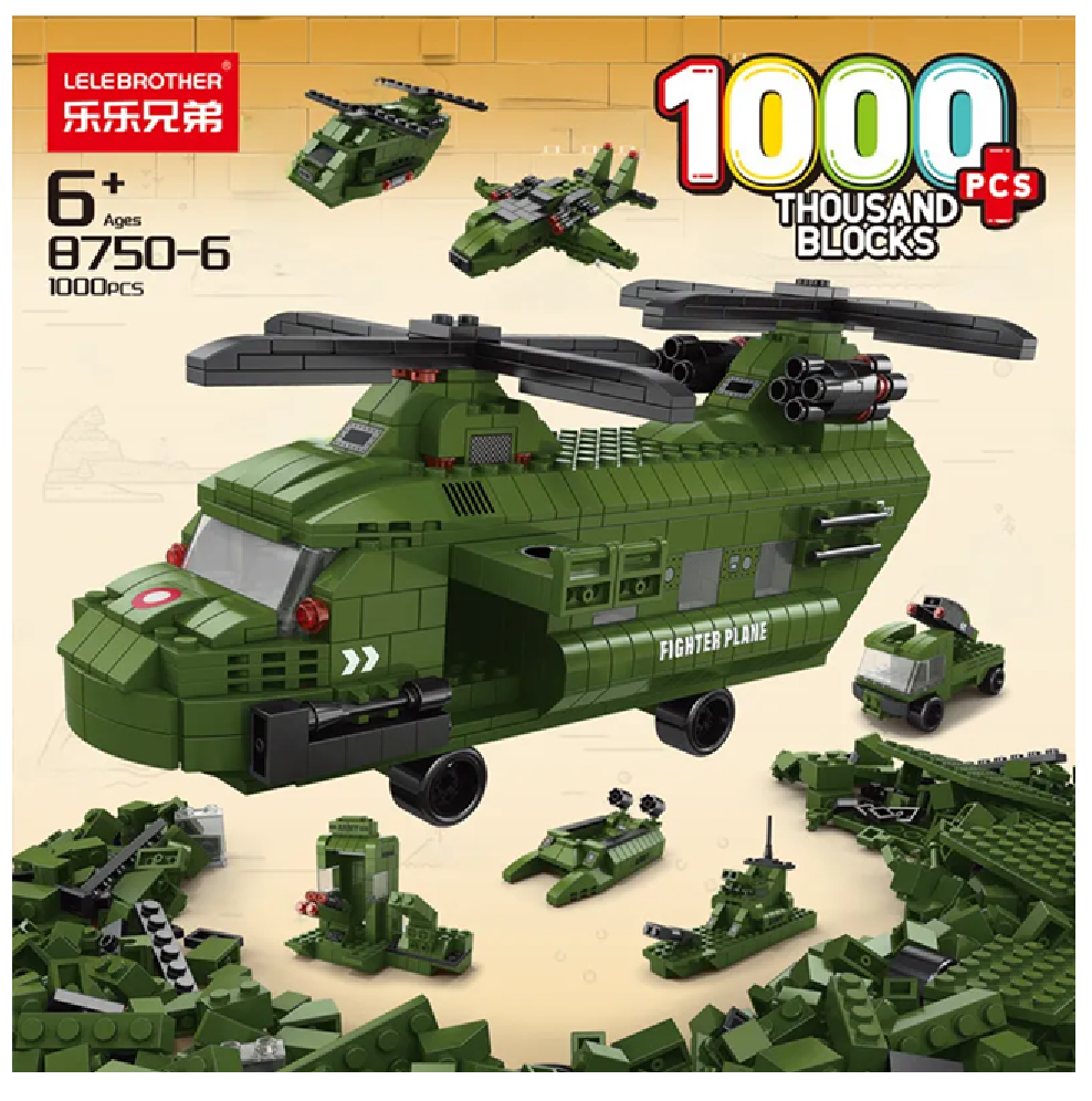 Arma Todo Bloques Para Armar 1000 Pcs Helicóptero Ejercito