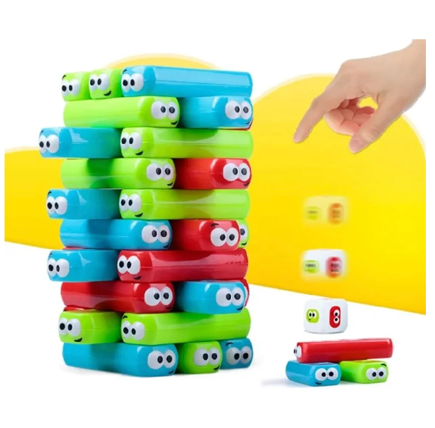 Juego De Apilables Torre Jenga Caritas Dado Infantil Adultos