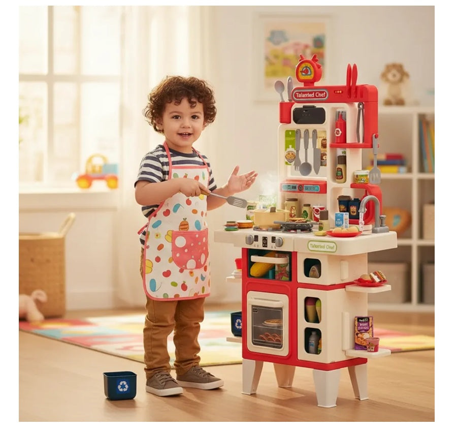 Cocina Infantil 101 Cm 104 Pcs Luces +sonidos +agua +vapor