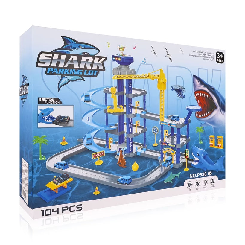 Pista Infantil Parking Shark 104 Pcs 4 Niveles