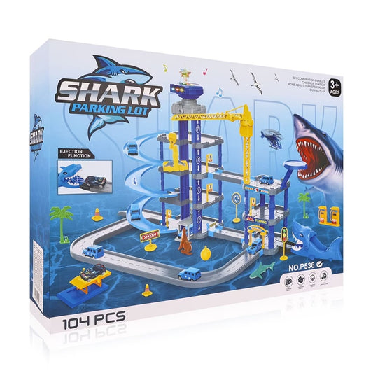 Pista Infantil Parking Shark 104 Pcs 4 Niveles