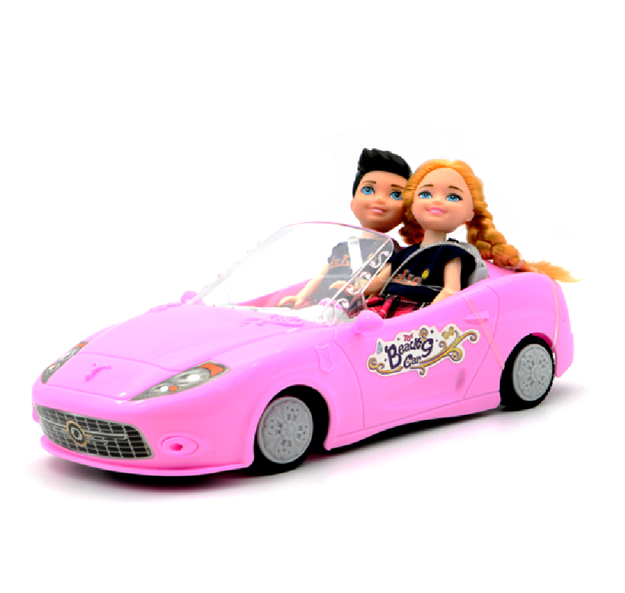 Carro A Control Remoto Para Niña + 2 Muñecos R/c 1:18