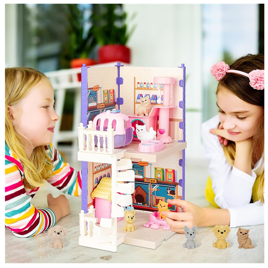 Casa Infantil Pet House 37 Pcs Mascotas + Muebles