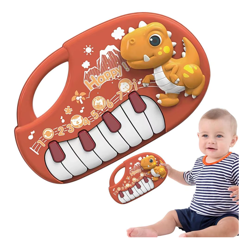 Piano Infantil Sonidos Forma De Dinosaurio Luces + Sonidos