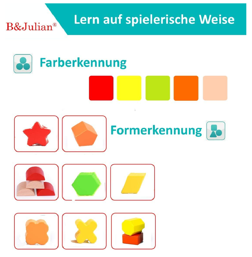 Cubo De Madera Infantil Con Formas Geométrica + Encastrar