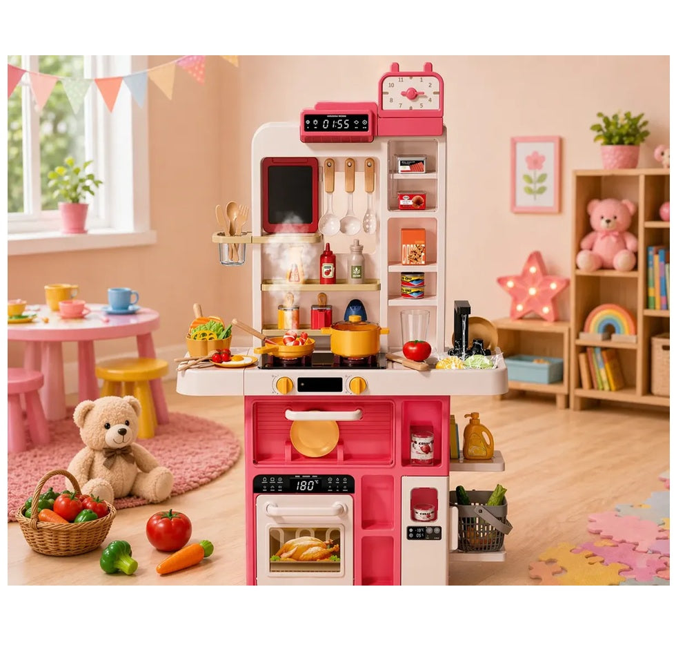 Cocina Infantil 88 Cm 69 Accesorios Luz+ Sonido +agua+ Vapor