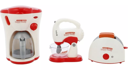 Set Infantil De Cocina Batidora + Cafetera + Tostadora