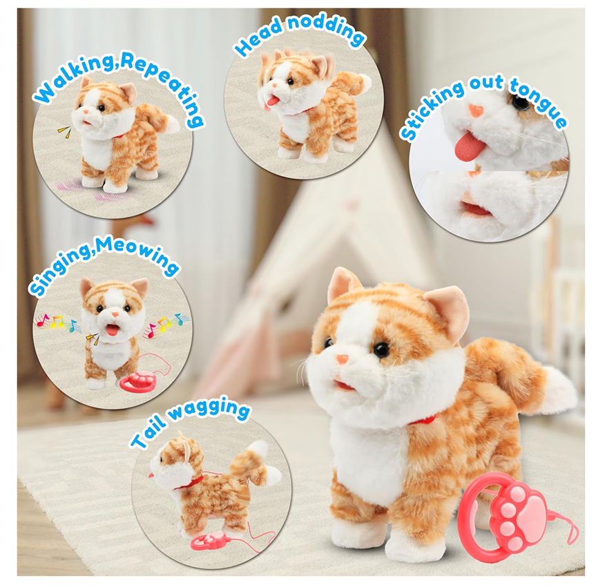 Mascota Infantil Gatito Con Sonidos + Movimiento + Correa