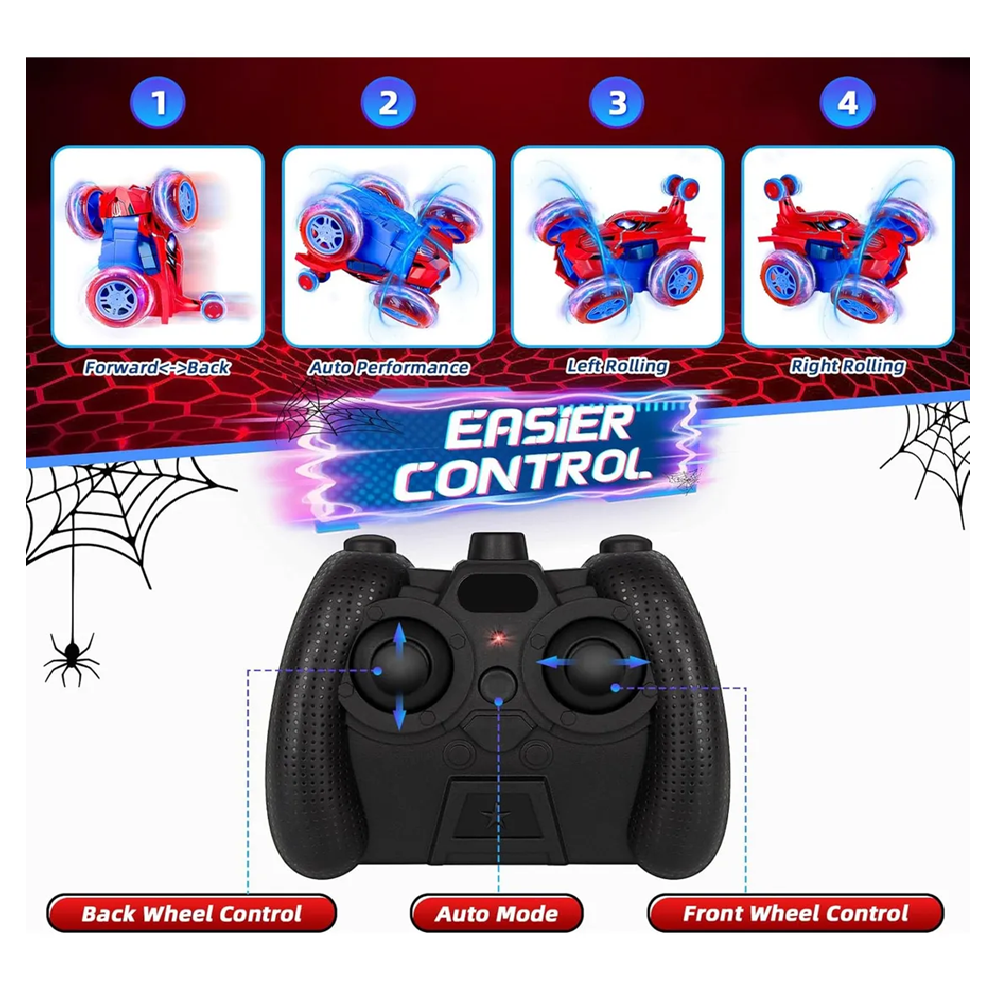 Carro Loco A Control Remoto Hombre araña Giros 360°