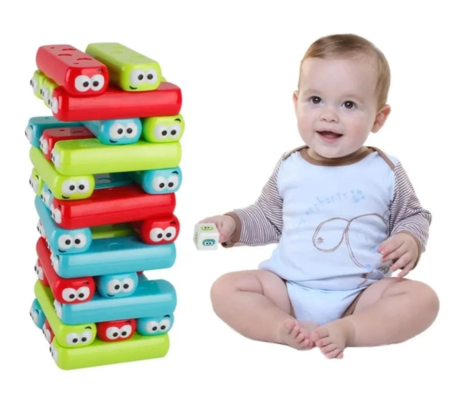 Juego De Apilables Torre Jenga Caritas Dado Infantil Adultos