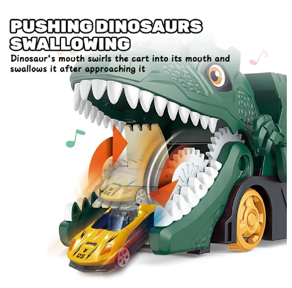 Camión Tipo Dinosaurio Con Carros Luz + Sonidos