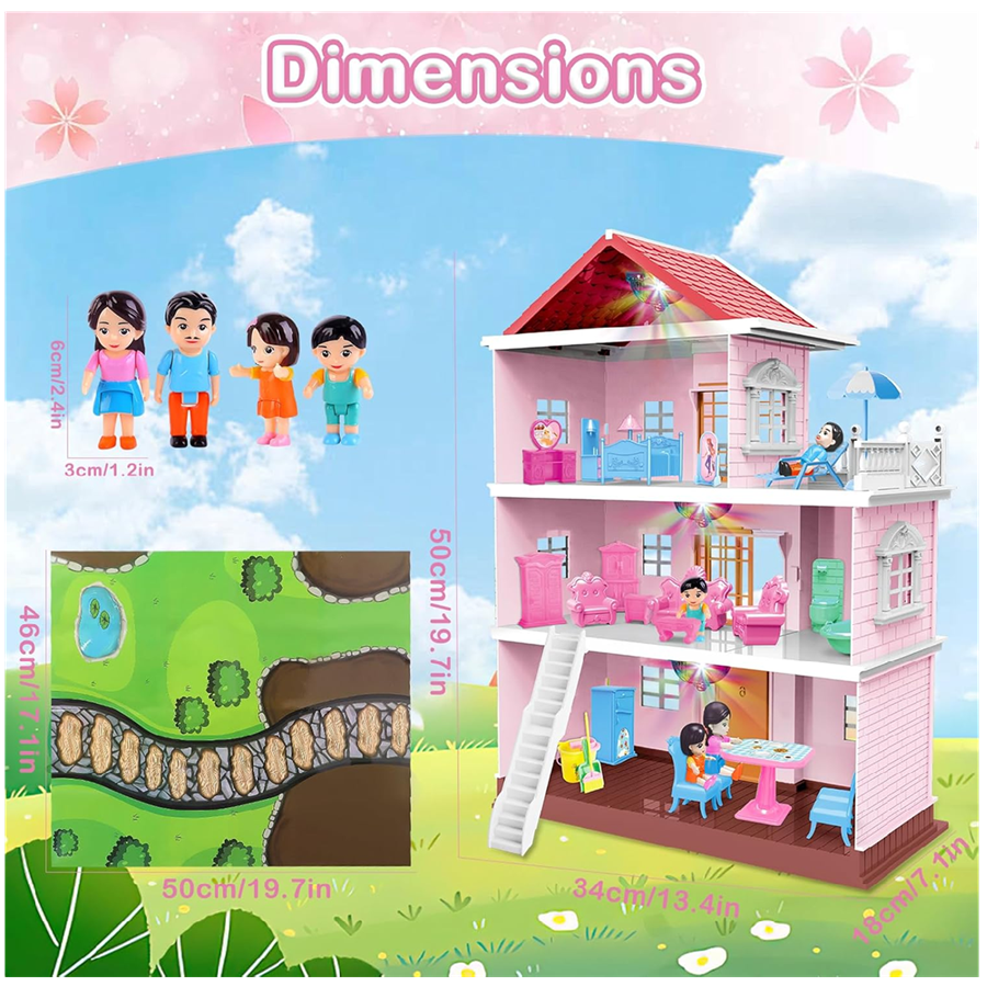 Casa De Muñecas Infantil Villa Rosada