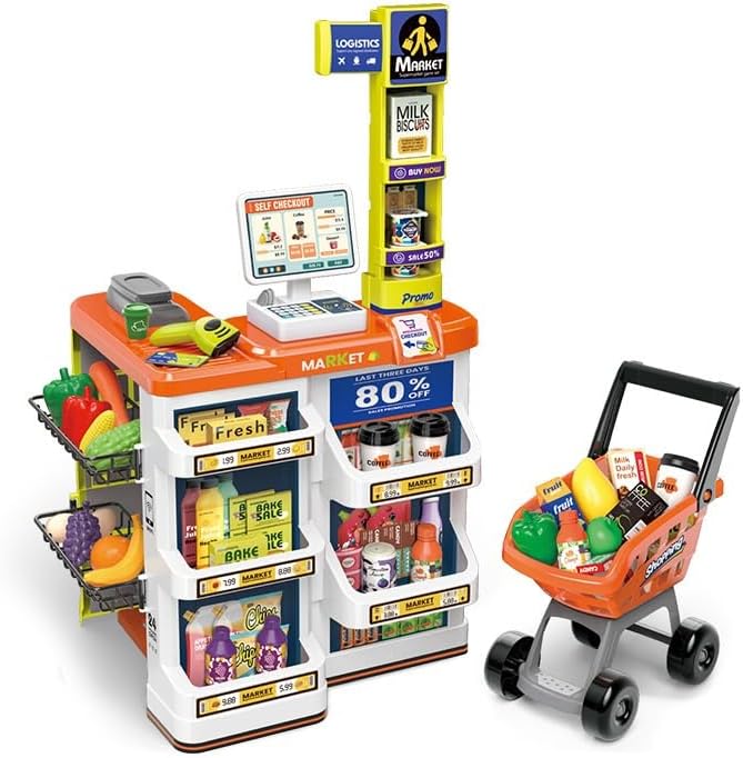 Supermercado Infantil 60 Pcs Con Carrito De Mercado