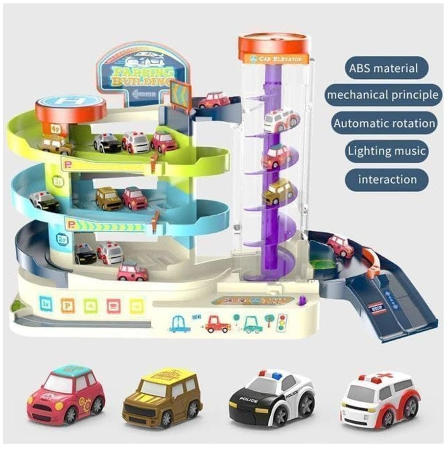 Pista Infantil Parqueadero 4 Carros Con Ascensor Garaje
