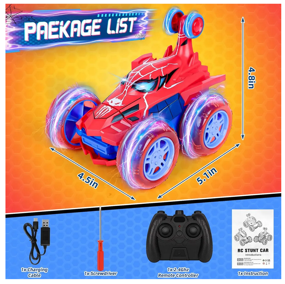 Carro Loco A Control Remoto Hombre araña Giros 360°