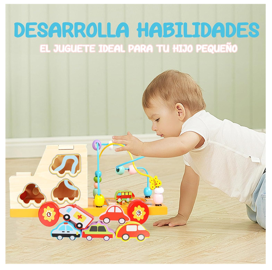 Coche Laberinto Montessori Figuras + Encastre Multifuncional