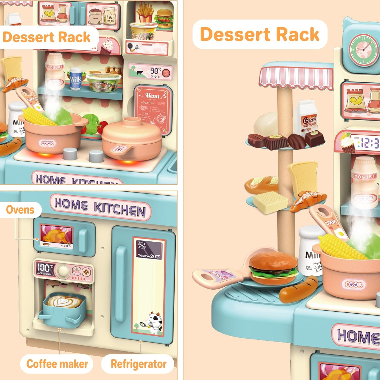 Cocina Infantil Función De Agua + Luz + Sonido + Vapor 35 Cm