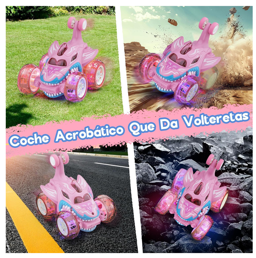 Carro A Control Remoto Carro Loco Giros 360 Tiburón Rosa