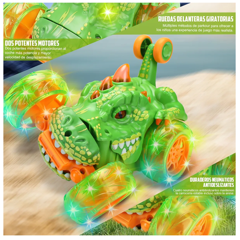 Carro Loco A Control Remoto Dinosaurio Giros 360°