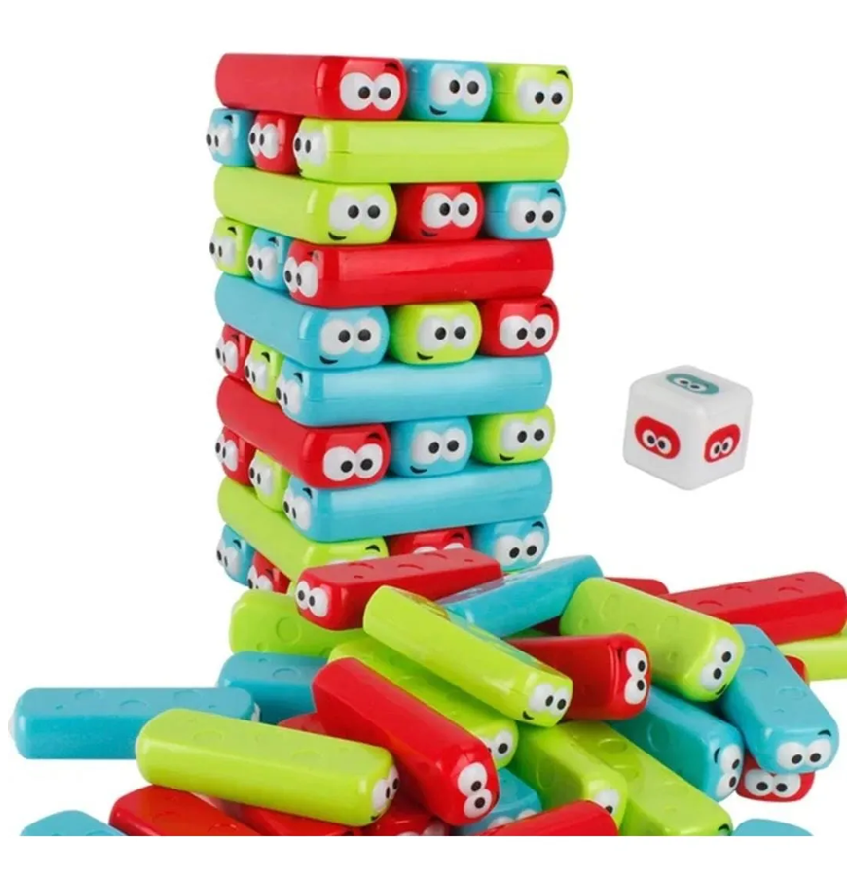 Juego De Apilables Torre Jenga Caritas Dado Infantil Adultos