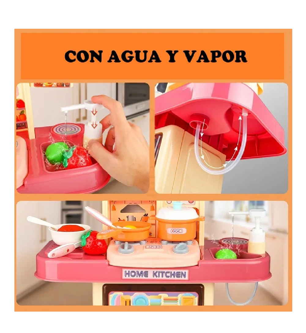 Cocina Infantil Rosada Función Real De Agua