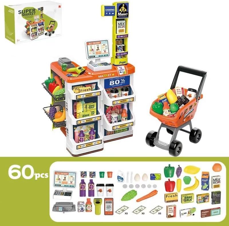 Supermercado Infantil 60 Pcs Con Carrito De Mercado