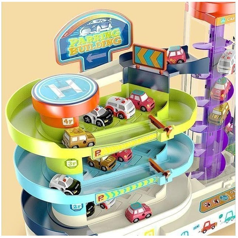 Pista Infantil Parqueadero 4 Carros Con Ascensor Garaje